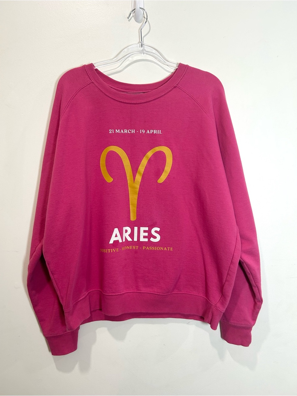 Anthropologie Zodiac Sweatshirt Aries Sz Large Pink Crewneck Pullover Lounge - Picture 2 of 11